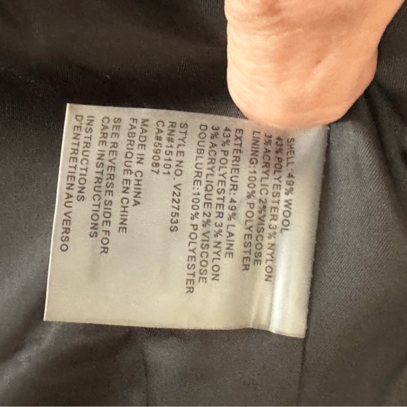 Vince Camuto Fall/Winter Wool Trench Coat Black Size XS - Picture 5 of 11